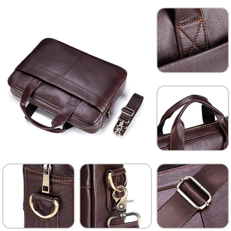 Porte-documents en cuir véritable pour hommes, sac d'affaires de luxe souple, compatible avec ordina