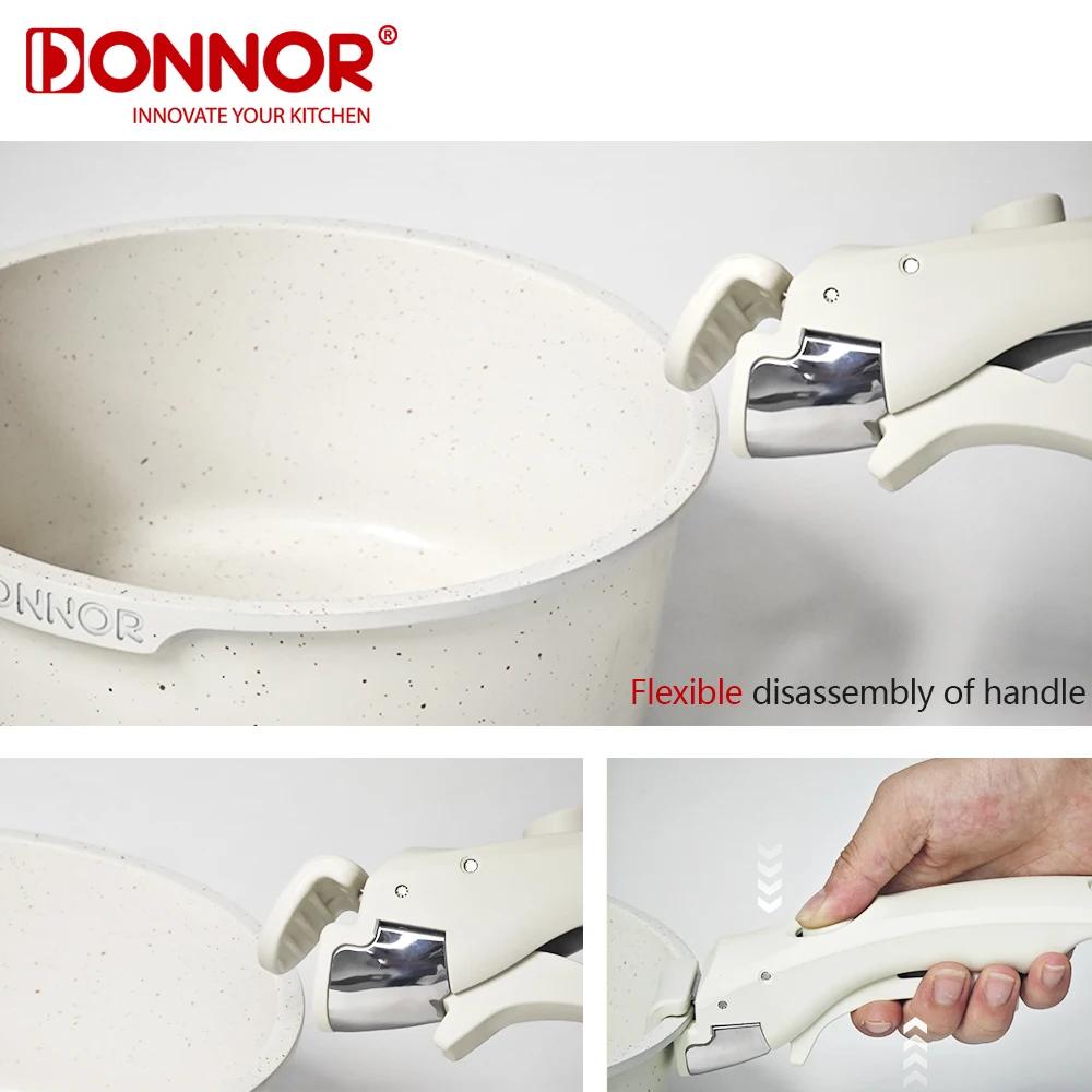 Donnor 17 pièces poignée amovible batterie de cuisine antiadhésive en aluminium moulé sous pression 
