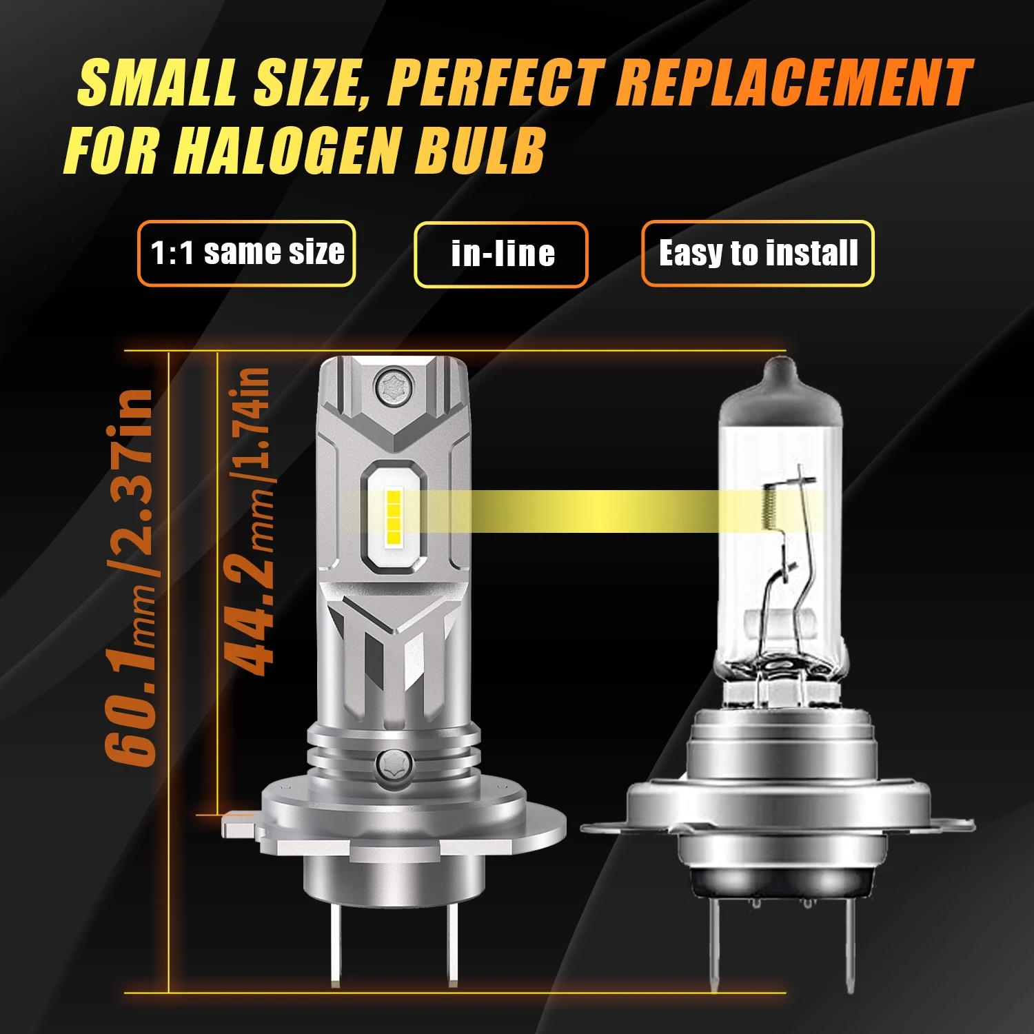2 phares H7 Led Canbus sans erreur 360 °   Ampoules de voiture 12v 55w, lampes à Diode haute puissan