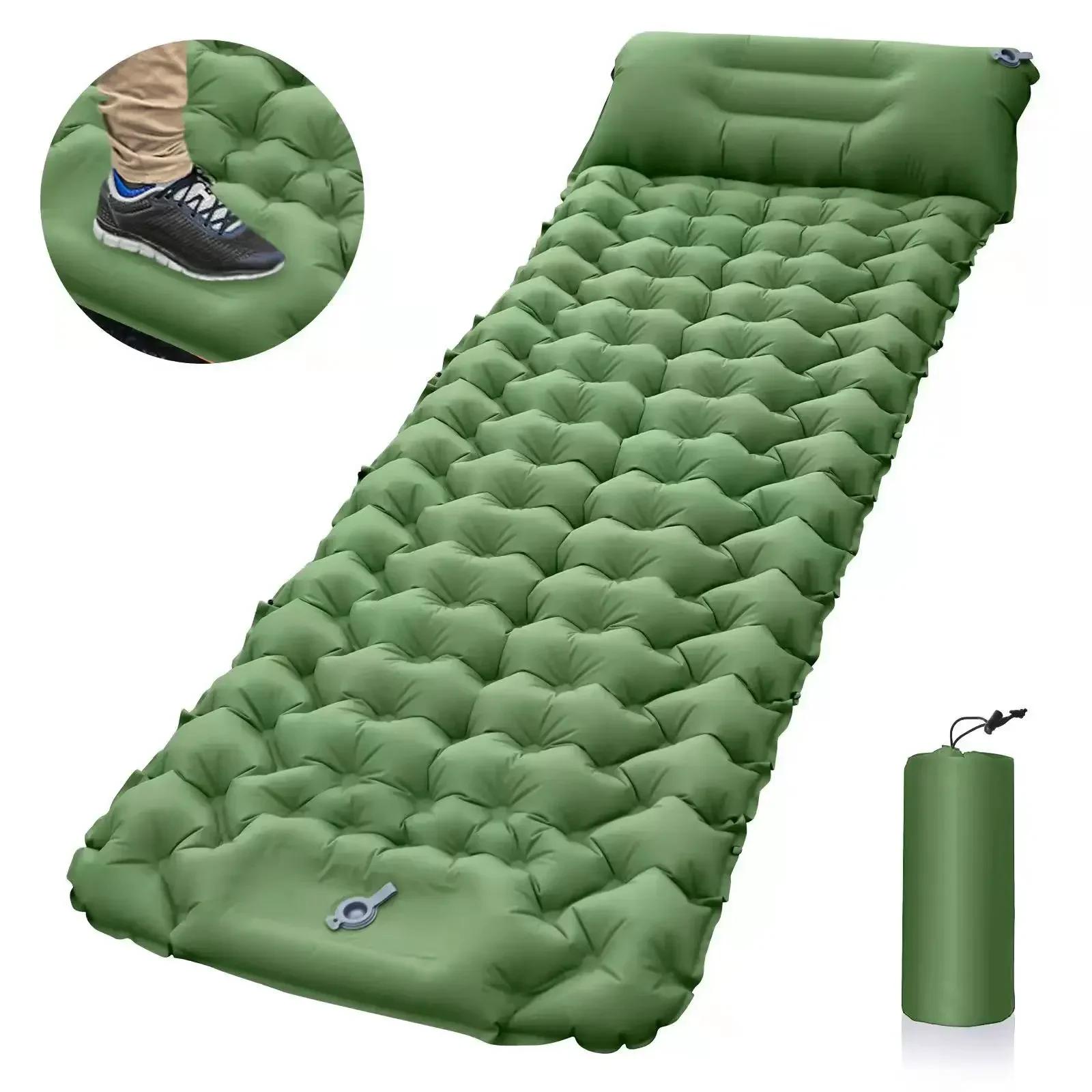 Coussin de couchage d'extérieur, matelas gonflable de Camping avec oreillers, tapis de voyage, lit p
