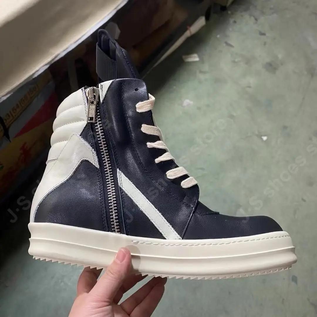 R-o qualité hommes chaussure en cuir noir bottine extérieur bottes haut chaussures décontractées fer