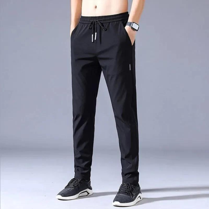 Pantalons pour hommes 2025 été nouveau noir gris mince affaires pantalons décontractés en plein air 