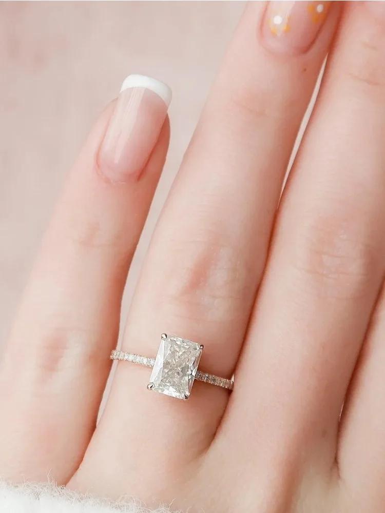 DWJ 2-5CT magnifique bague rectangulaire en Zircon en argent Sterling 925 pour les femmes anniversai