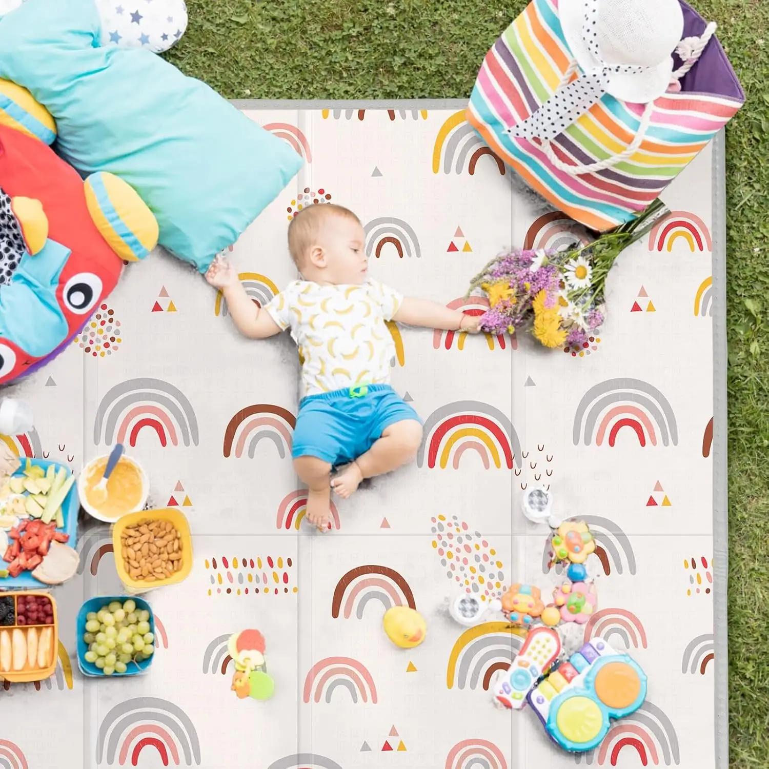 Tapis de jeu pliable pour bébé, tapis de parc PIGLOG 50x50, tapis de jeu en mousse sûr pour le temps