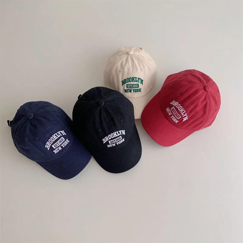 Casquette baseball coréenne bébé broderie lettres unisexe visière canard pare-soleil 2-6 ans