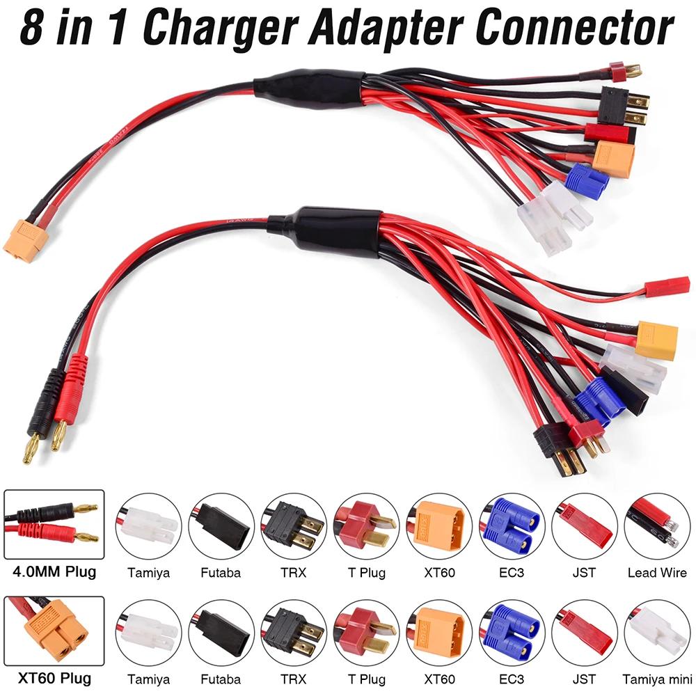 Connecteur adaptateur de chargeur RC 8 en 1, 4.0mm, banane XT60 TRX Tamiya Lipo pour Drone de voitur