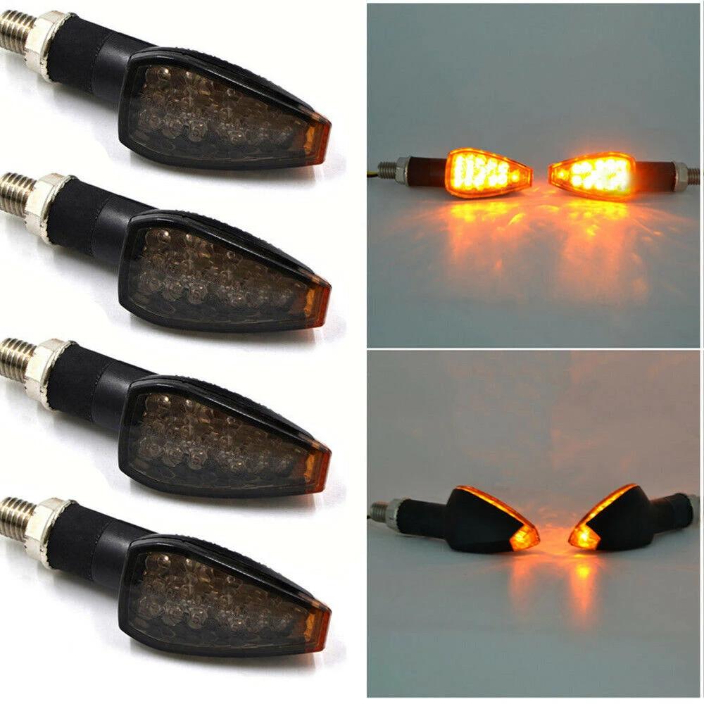 Clignotants LED universels pour motos, longs et courts, accessoires de couleur ambre, 4 pièces/ensem