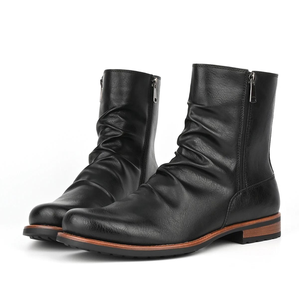 Bottes rétro à talons bas pour hommes, style britannique, décontracté, 03