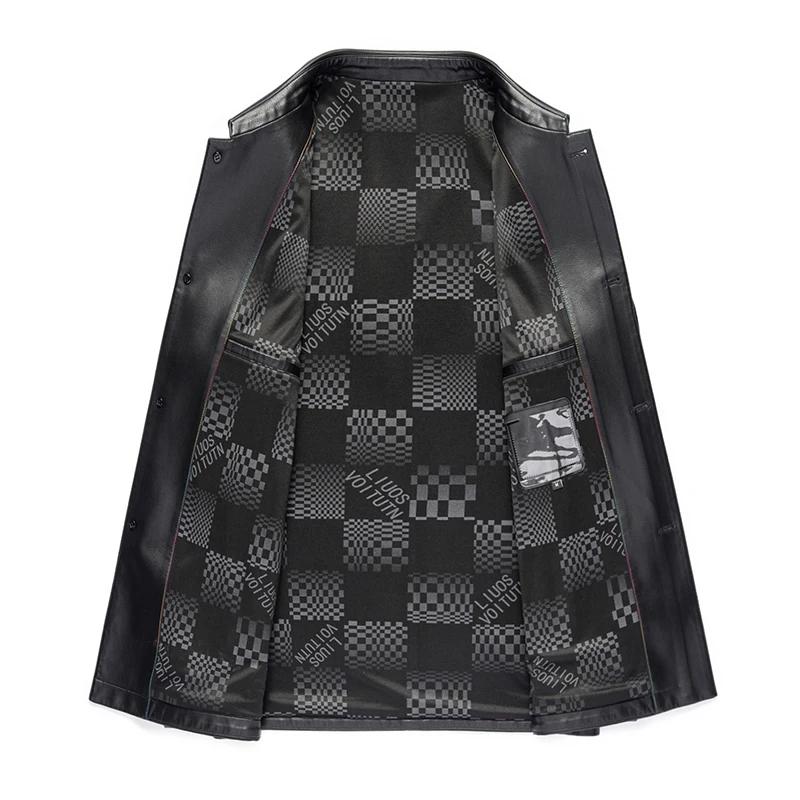 YN-2582 printemps nouveau manteau en cuir véritable bouton haut de haute qualité manteau en peau de