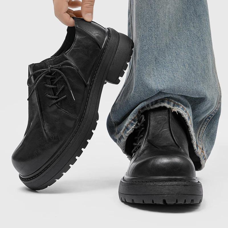 Derby chaussures en cuir à semelles épaisses pour hommes Styles de créateurs de mode Fête et Travail