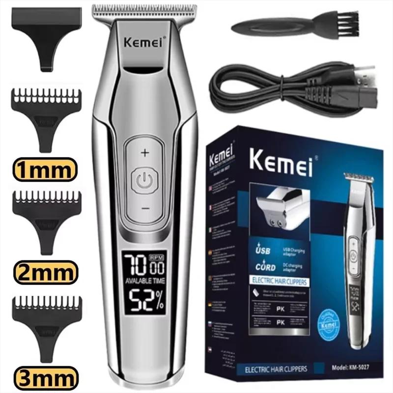 Kemei tondeuse à cheveux professionnelle tondeuse à barbe pour hommes vitesse réglable LED tondeuse 