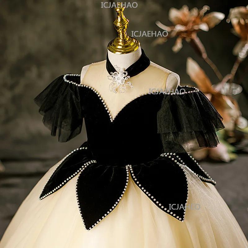 Robe de princesse pour filles, tenue de spectacle de piano pour petite fille, vêtements pour enfants