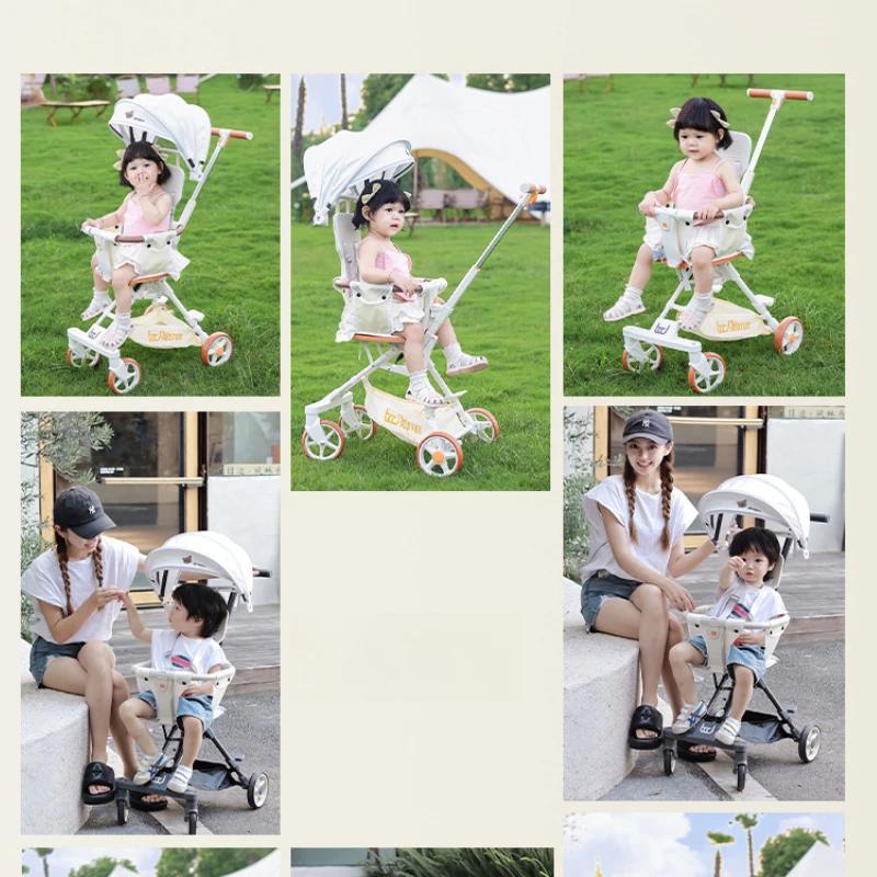 Poussette bébé enfant, légère et pliable, bébé peut s'asseoir ou s'allonger, pliable à un bouton, po