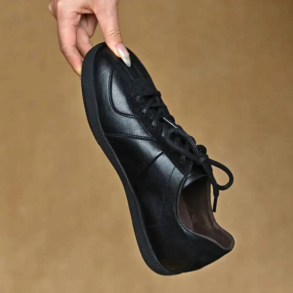 Chaussures d'entraînement allemandes en cuir véritable, ballerines pour femmes, daim rétro, baskets 