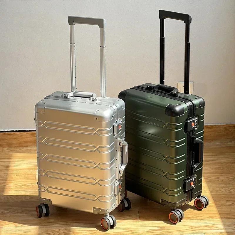 Valise à roulettes de grande capacité, sac de voyage en alliage d'aluminium et de magnésium, bagages