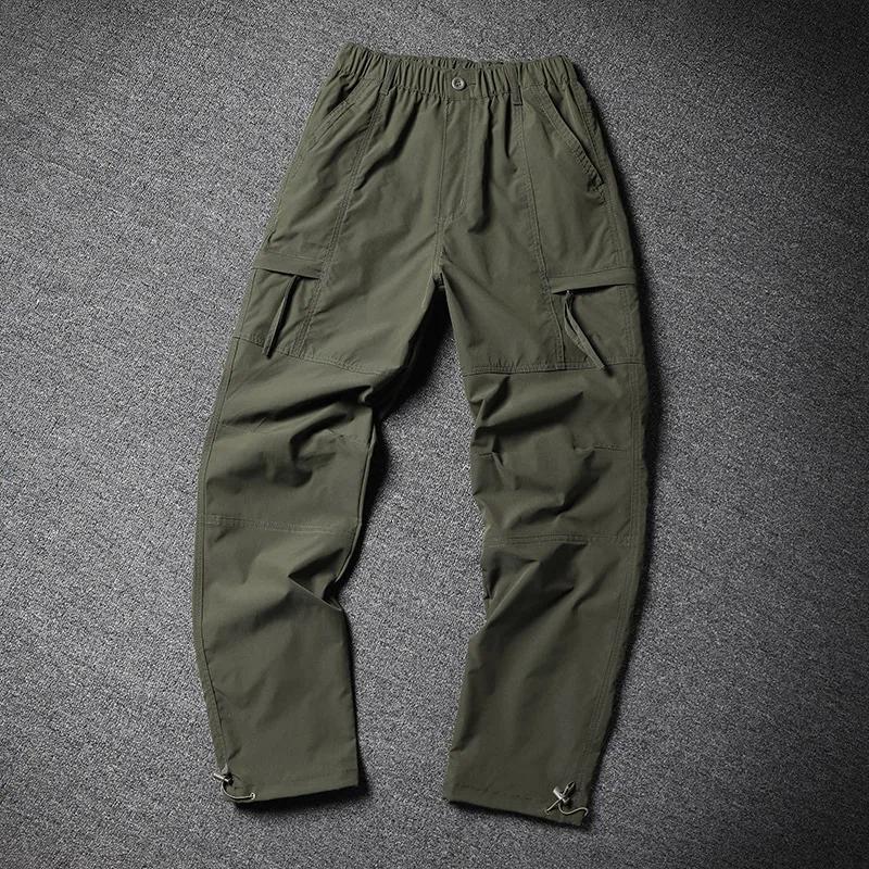 Pantalon cargo multi-poches à jambes larges pour hommes, 1 pièce, taille élastique avec cordon de se
