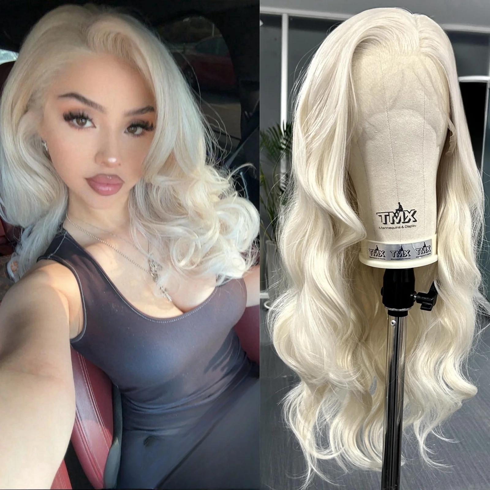 Perruque Lace Front Wig Synthétique Bouclée Naturelle pour Femme, Cheveux Longs et Ondulés, Blond Pl