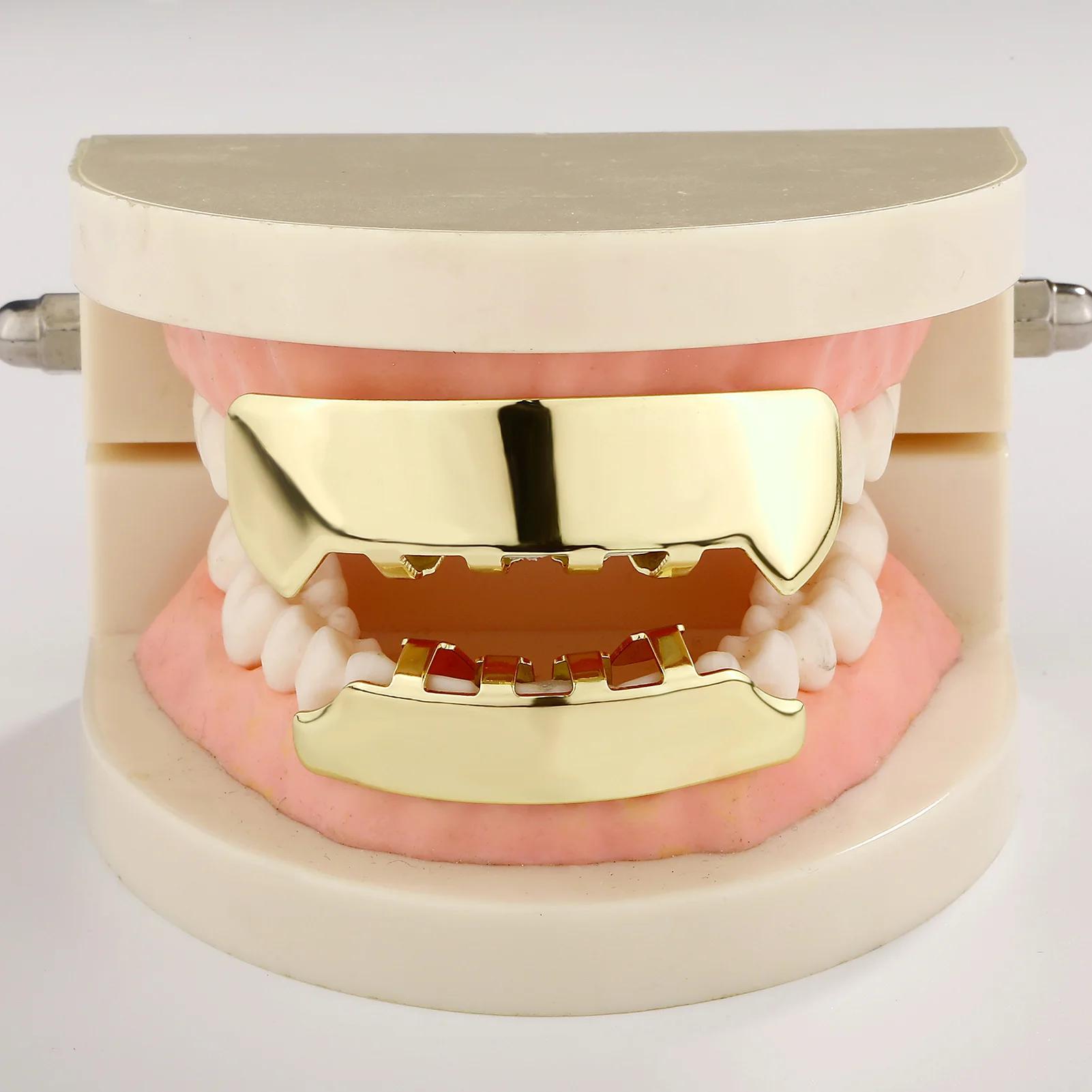 JINAO Hip Hop Grillz 8 dents, surface lisse, pour hommes et femmes, haut et bas, brillant, style yeh