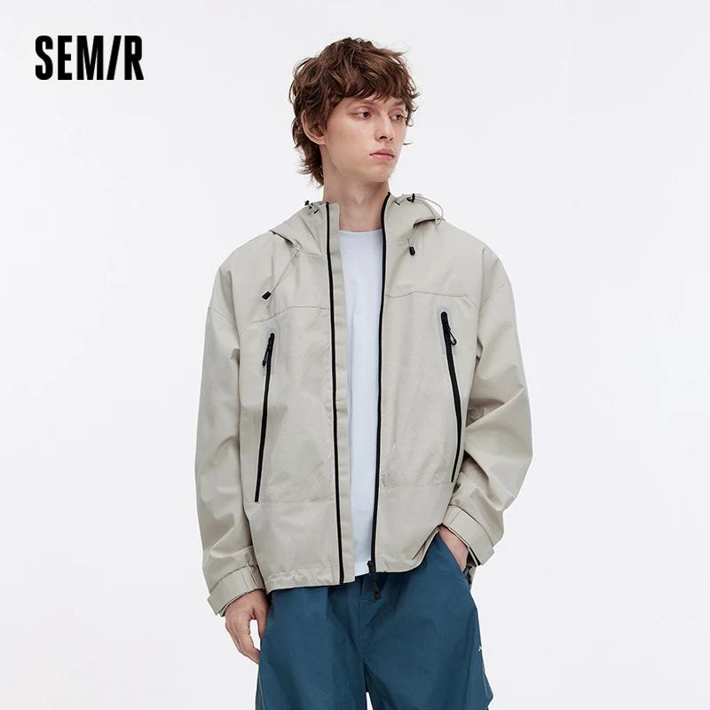 Semir veste hommes Sport de plein air ample à capuche Patchwork maille 2025 automne haut texturé vêt