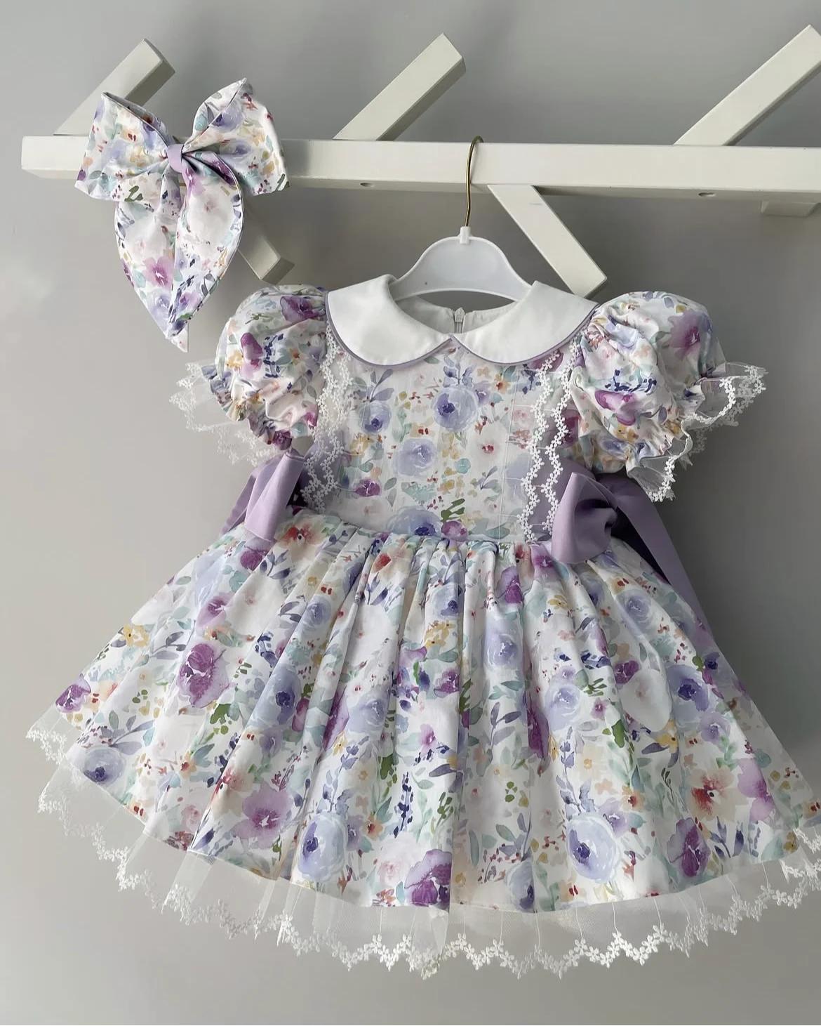 Robe d'été pour bébé fille, broderie de fleurs violettes, robe de princesse Lolita turque Vintage po