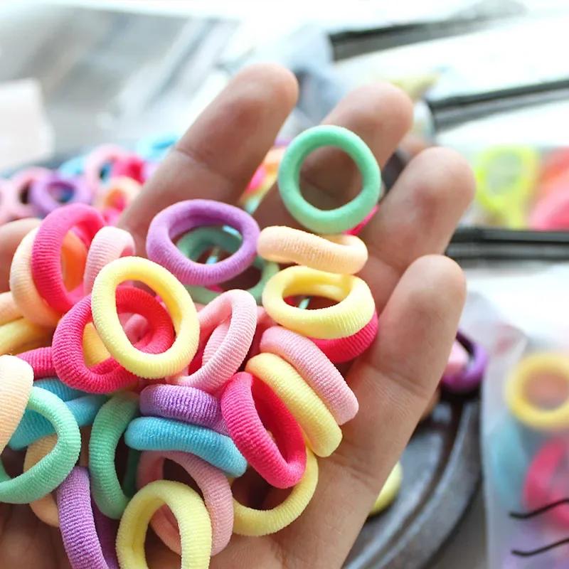 100 pièces 2CM enfants bandes de cheveux élastiques filles gomme Scrunchie élastique pour enfants Ny
