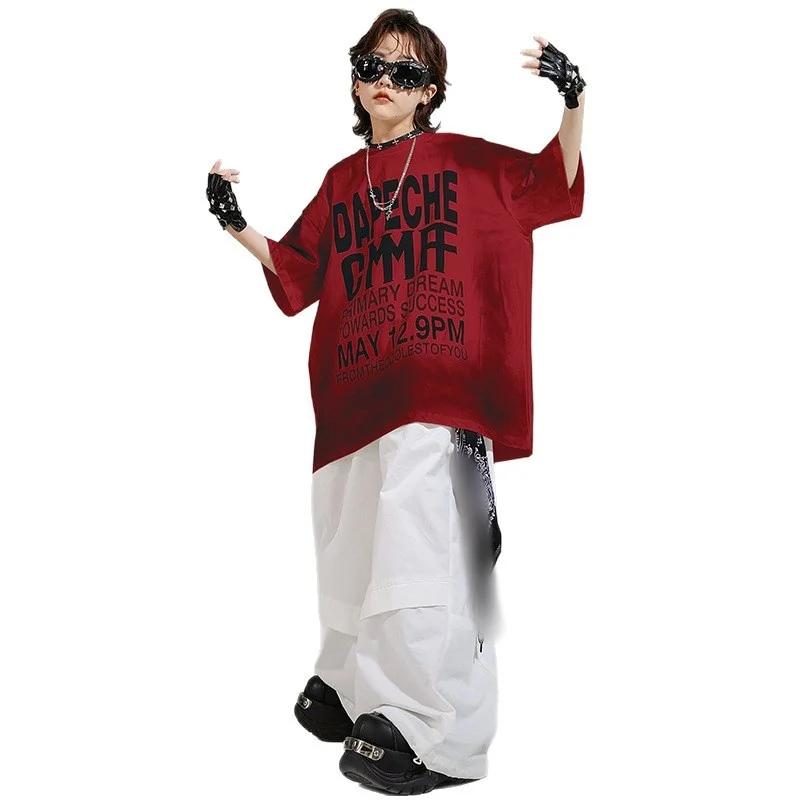 Vêtements Hip Hop pour filles, T-shirt noir, short blanc pour garçons, tenues de danse de rue, stree