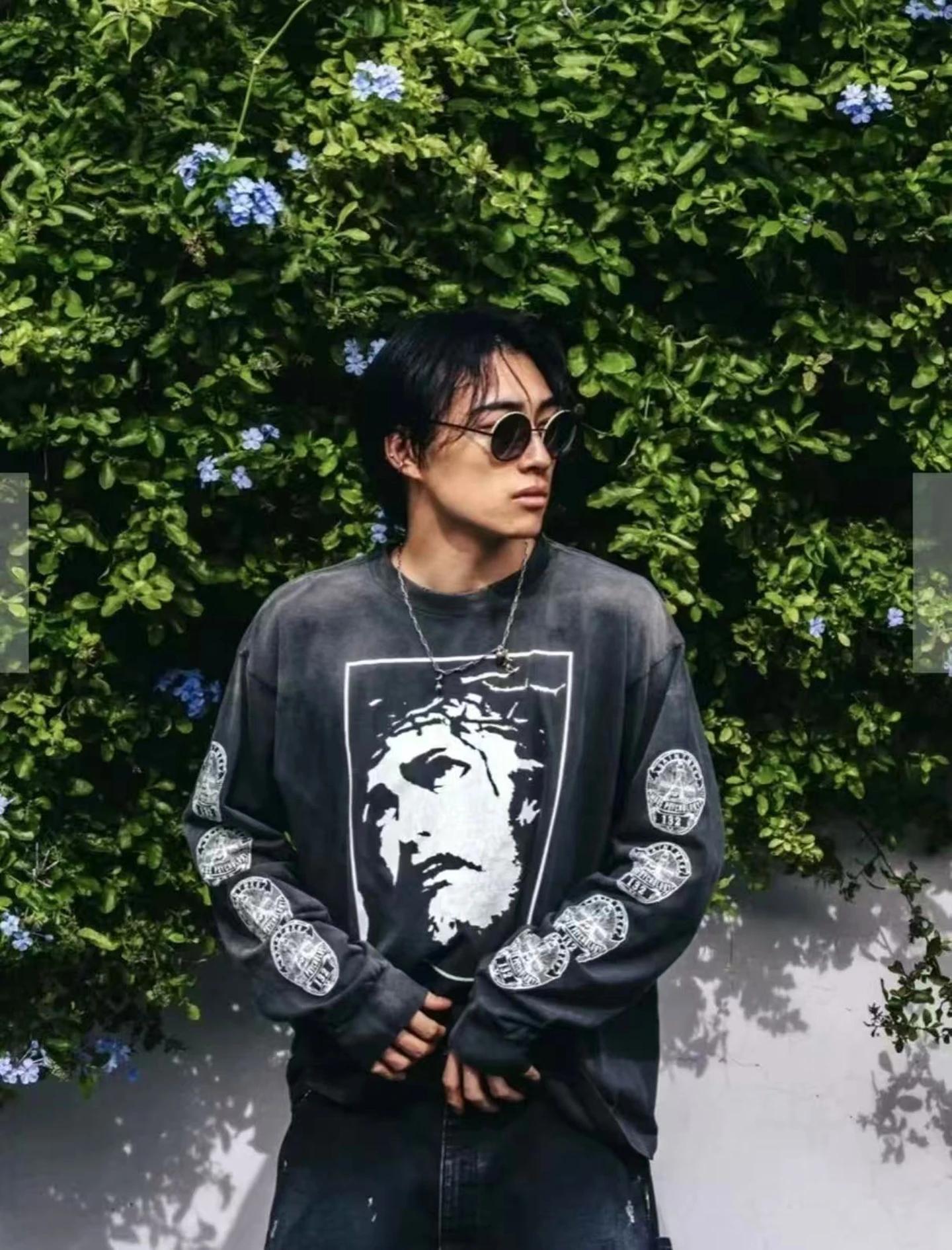 Yao mode Saint de Michael 25SS haute qualité coton à manches longues hauts t-shirt Streetwear surdim