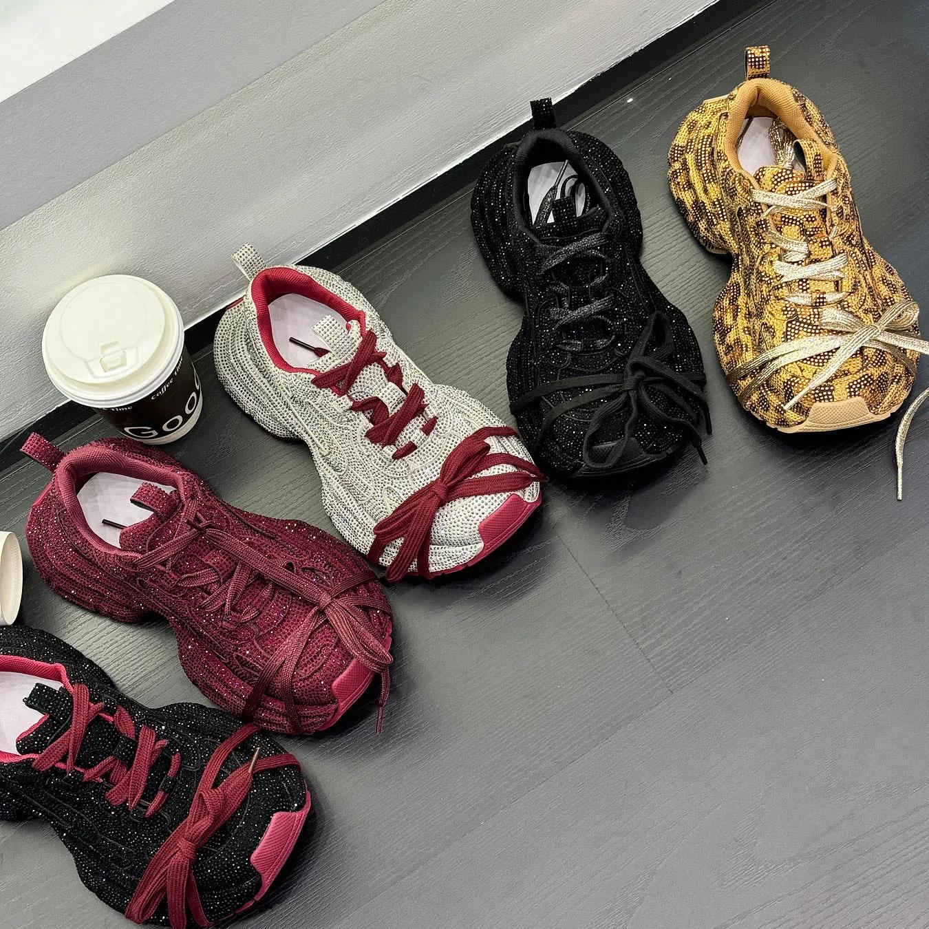 Chaussures décontractées tendance pour femme, style Gypsy, à semelle épaisse, ornées de strass, coll