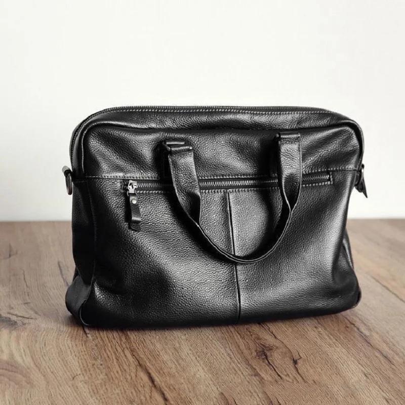 Sac à main d'affaires en cuir de vache de haute qualité pour hommes, sac à bandoulière 100% mallette