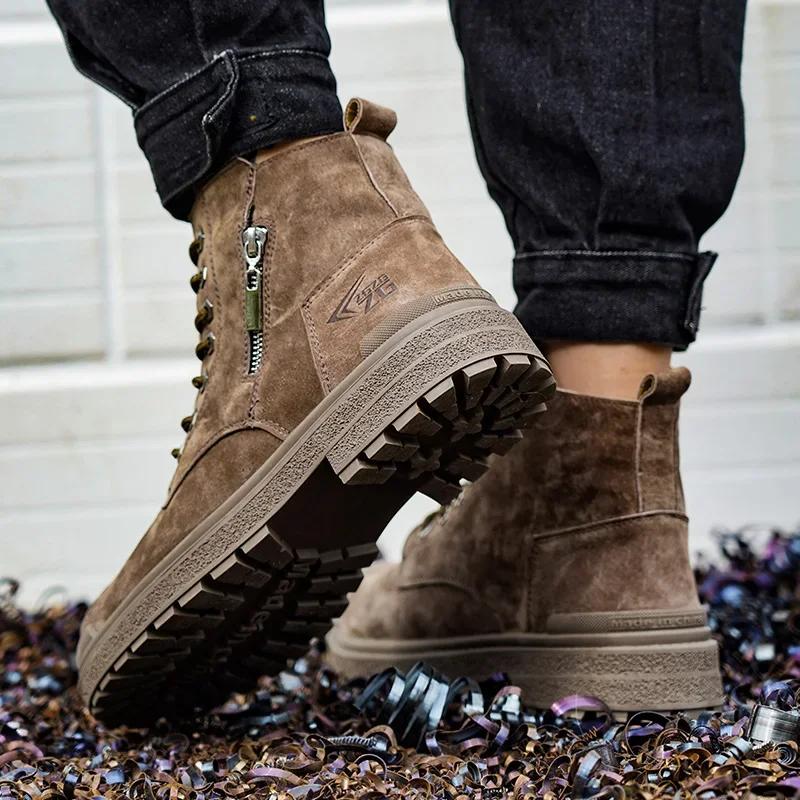 Chaussures de soudage Anti-brûlure en peau de porc pour hommes, baskets avec embout en acier indestr