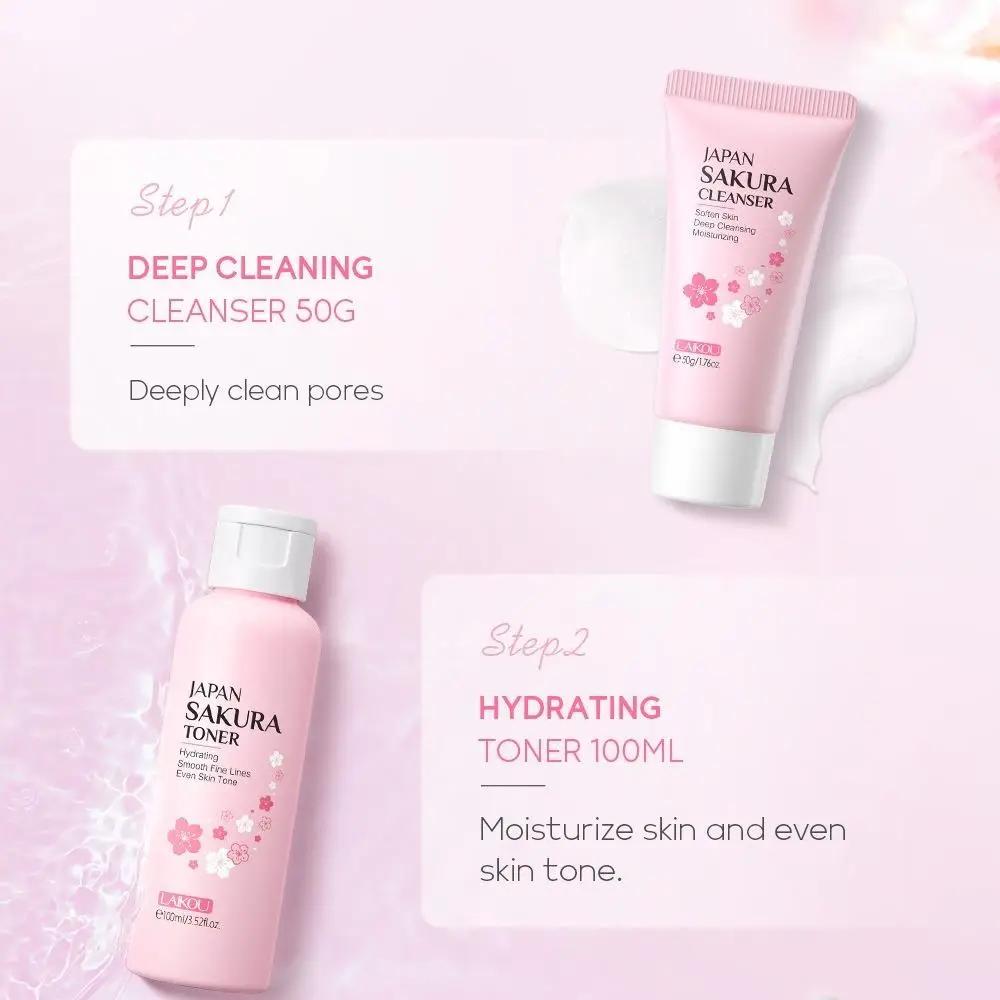 Sakura-Ensemble de soins de la peau pour femmes et filles, kit de nettoyage en profondeur, hydratant