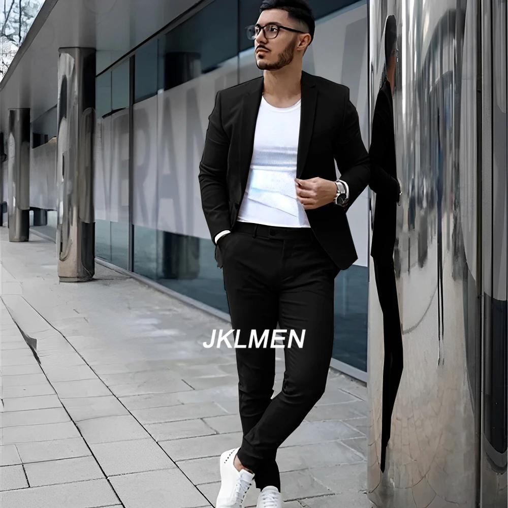Costume 2 pièces gris pour hommes, veste d'été décontractée, pantalon formel, smoking de mariage, vê