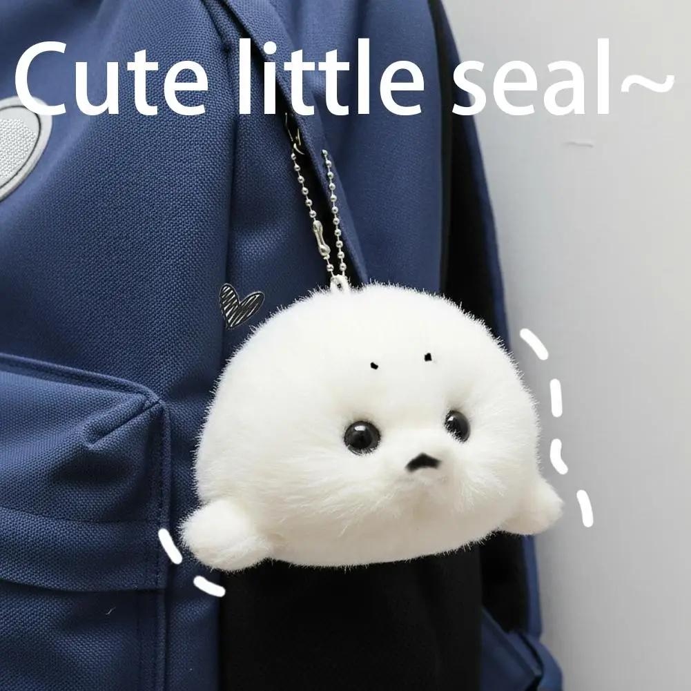Porte-clés en peluche avec sceau gris doux, pendentif Animal en peluche, poupée en peluche à la mode