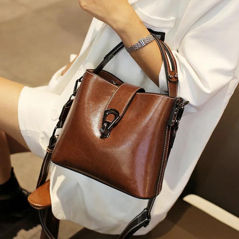 Sac à main polyvalent en cuir de vache véritable pour femmes, sacoche à épaule simple, décontracté, 