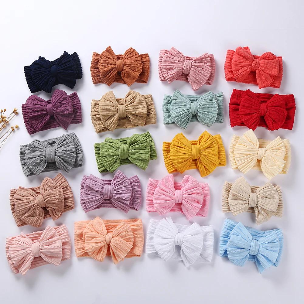 Bandeau pour bébé avec nœud câble solide - Turban élastique couvre-chef nouveau-nés garçons filles