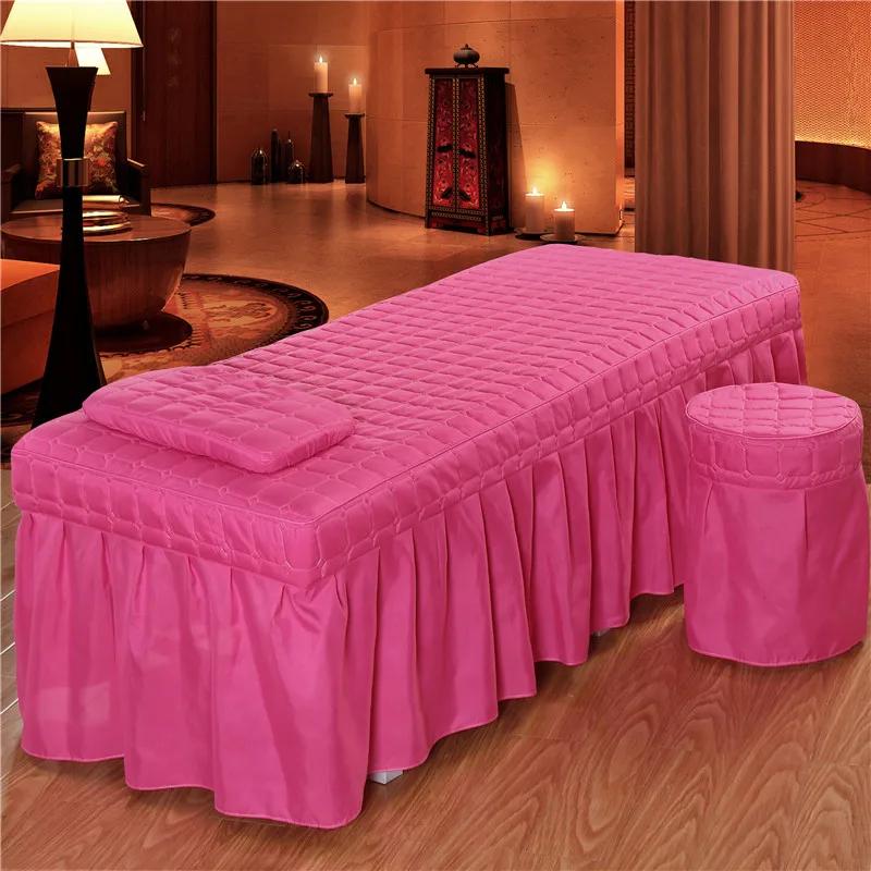 Drap de lit avec trou pour salon de beauté, couvre-lit de massage corporel, jupe de lit courte