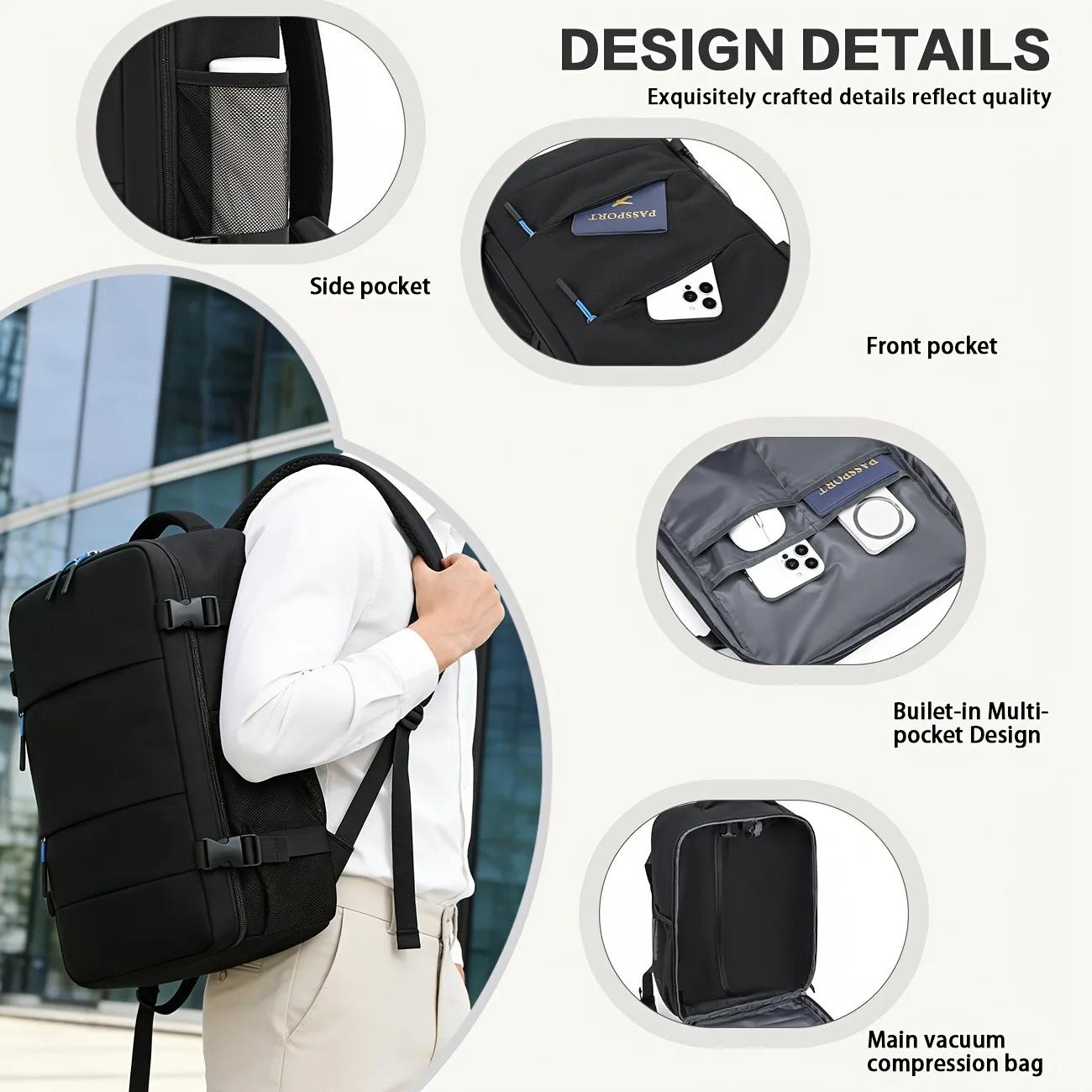 Sac à dos de voyage à compression sous vide avec pompe - Bagage à main durable scellé