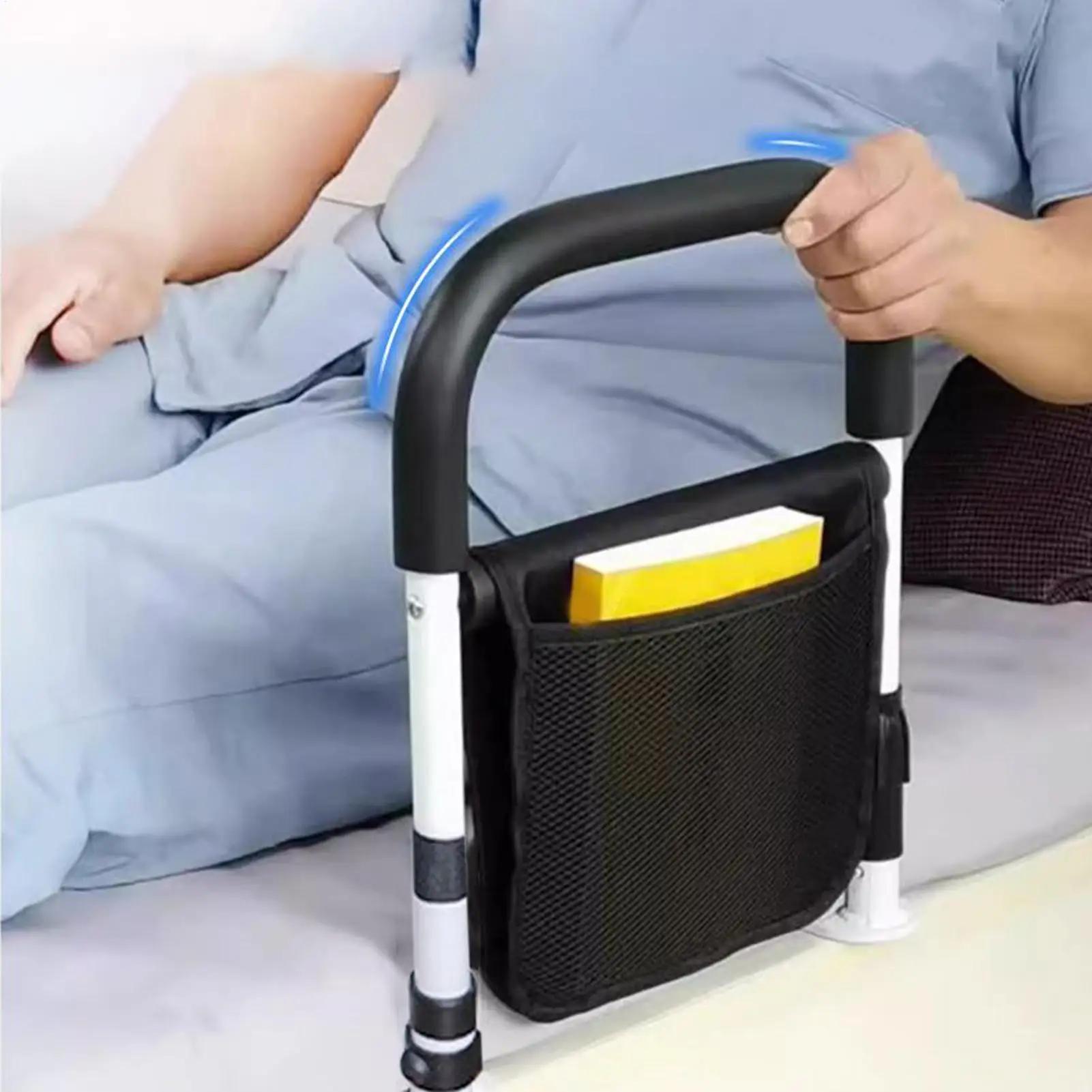 Barre de maintien de lit pour personnes âgées avec poches de rangement