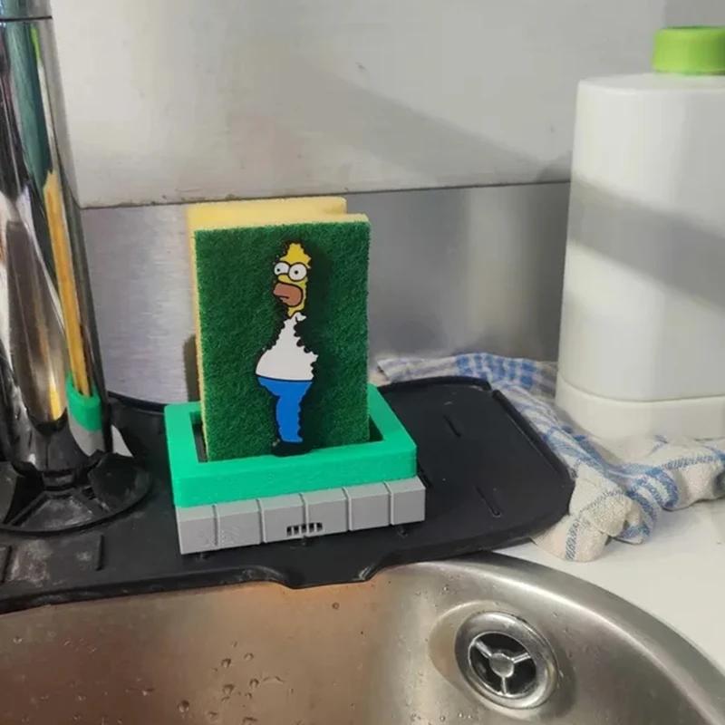 Porte-éponge Homer Simpson, accessoires de rangement de cuisine amusants