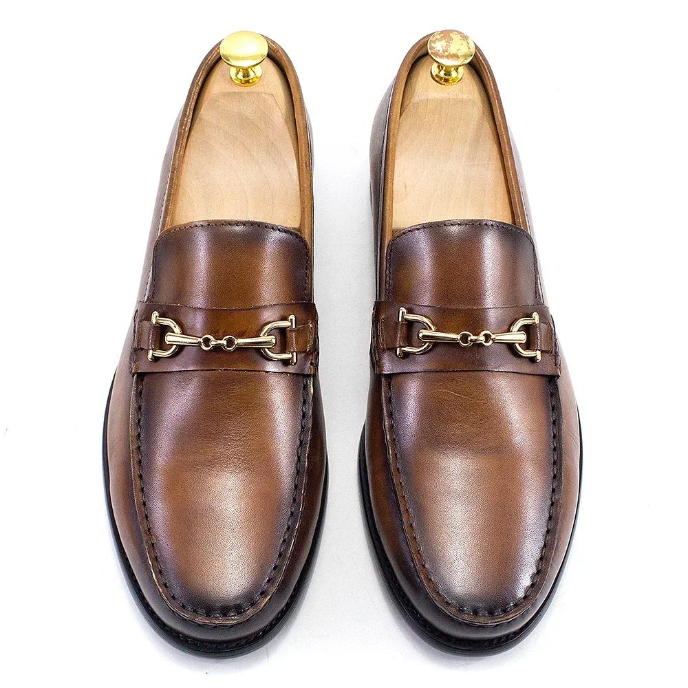 Mocassins en métal de style italien classique pour hommes