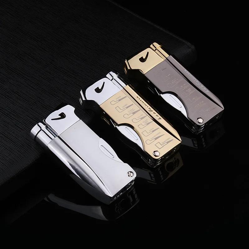 Briquet en métal en forme de pipe, élégant et rechargeable avec flamme latérale, briquet à cigarette avec pipe intégrée, cadeau festif
