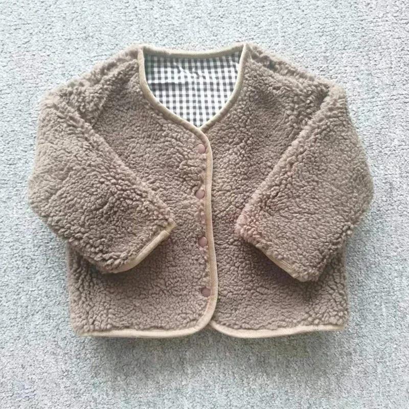 Veste chaude enfants automne hiver réversible plaid peluche - Vêtement bébé garçon fille doux et confortable