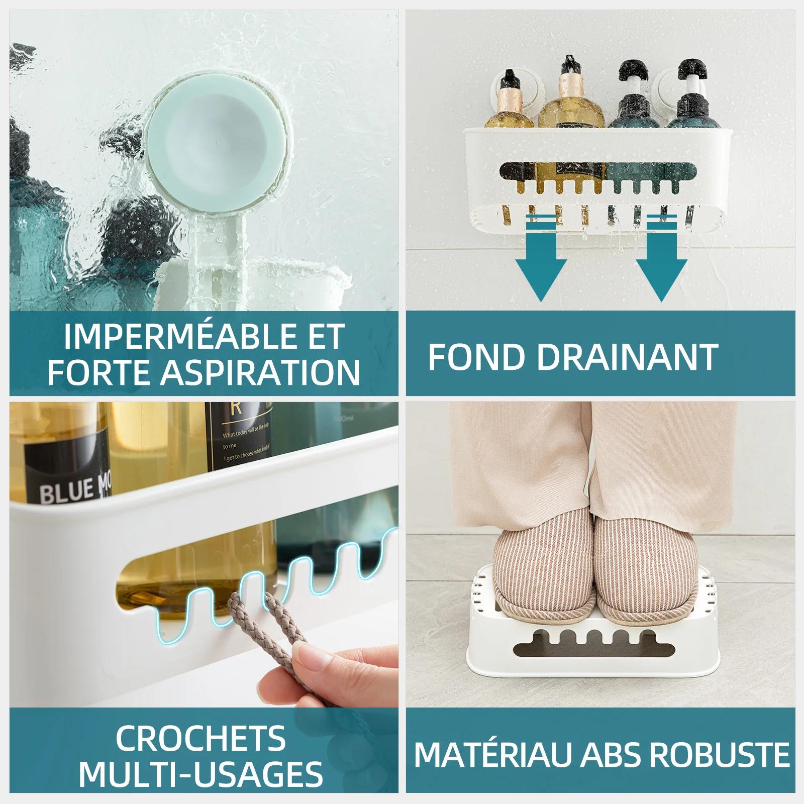 TAILI Étagère de douche d'angle à ventouse sans perçage