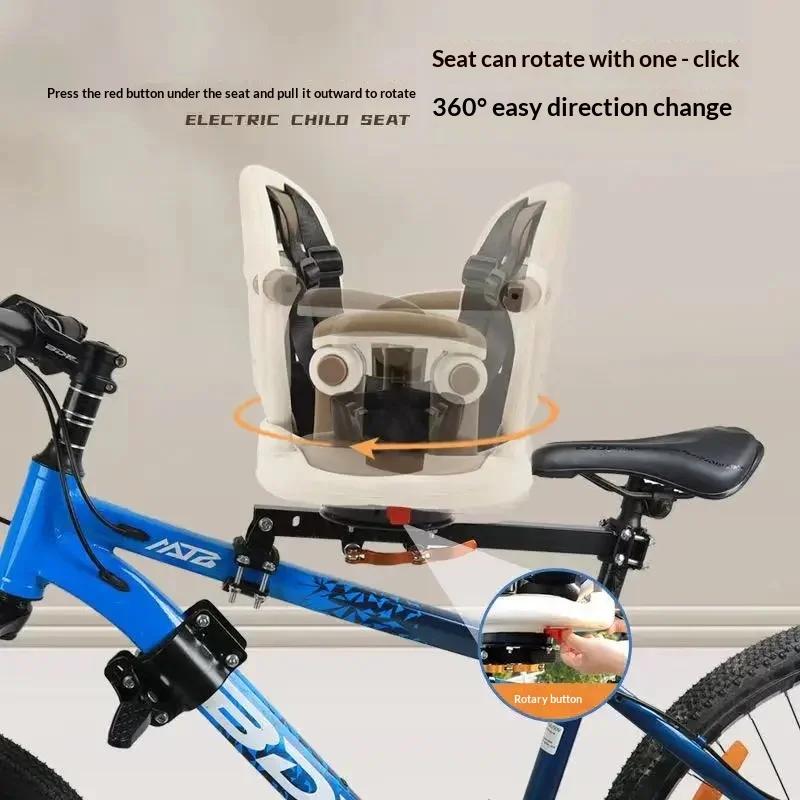 Siège de vélo pour enfant rotatif et pliable à fixation avant, selle de vélo anti-chute pour VTT