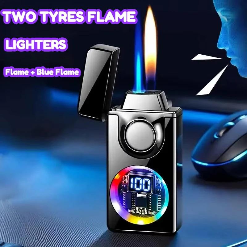 Briquet métallique à commande vocale – 4 Modes d'allumage par Induction, gonflable, résistant au vent/à la marée, allumeur à double flamme Rechargeable par USB