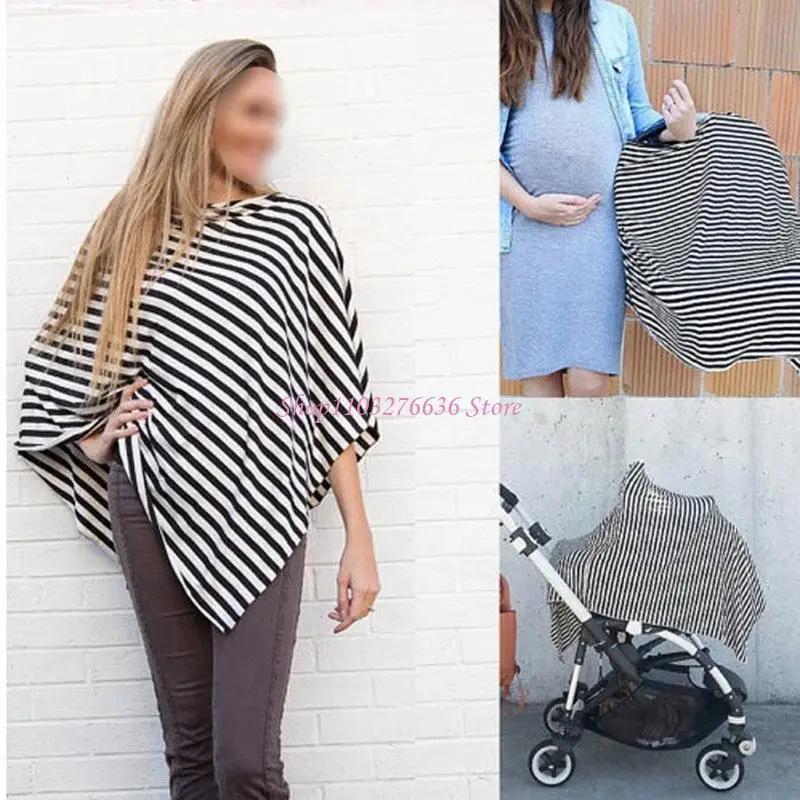 R6FD infirmière allaitement couvercle écharpe bébé voiture pour le siège bande rayures diagonales