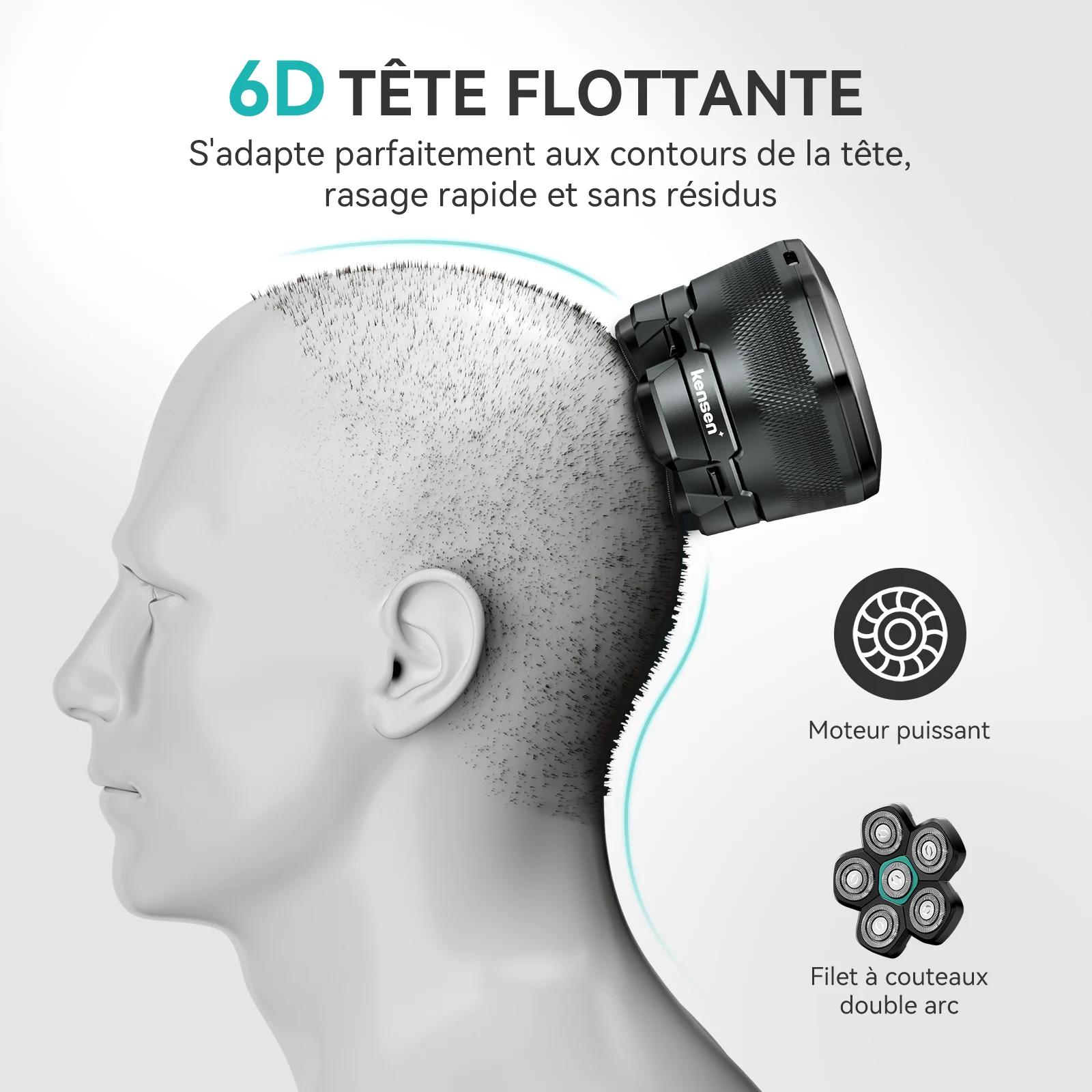 KENSEN 6D rasoir électrique flottant magnétique pour hommes tête humide/sèche