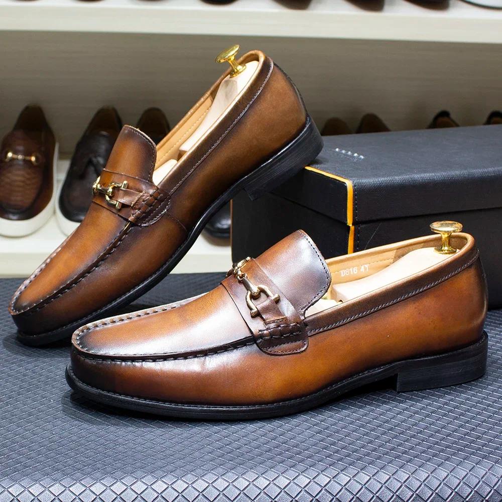Mocassins en métal de style italien classique pour hommes