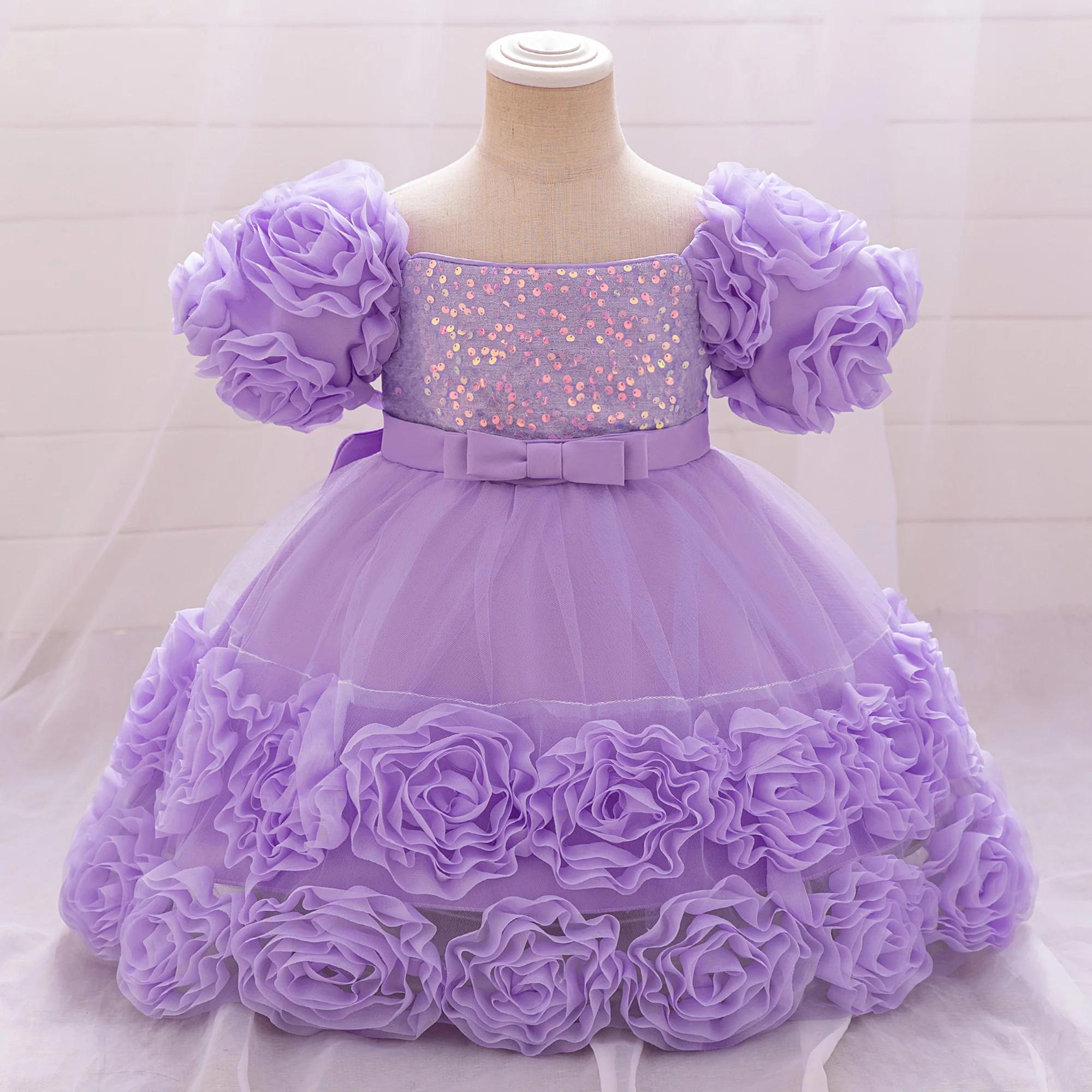 Robe fleurs paillettes petite fille - Tenue de soirée formelle pour mariage et Noël