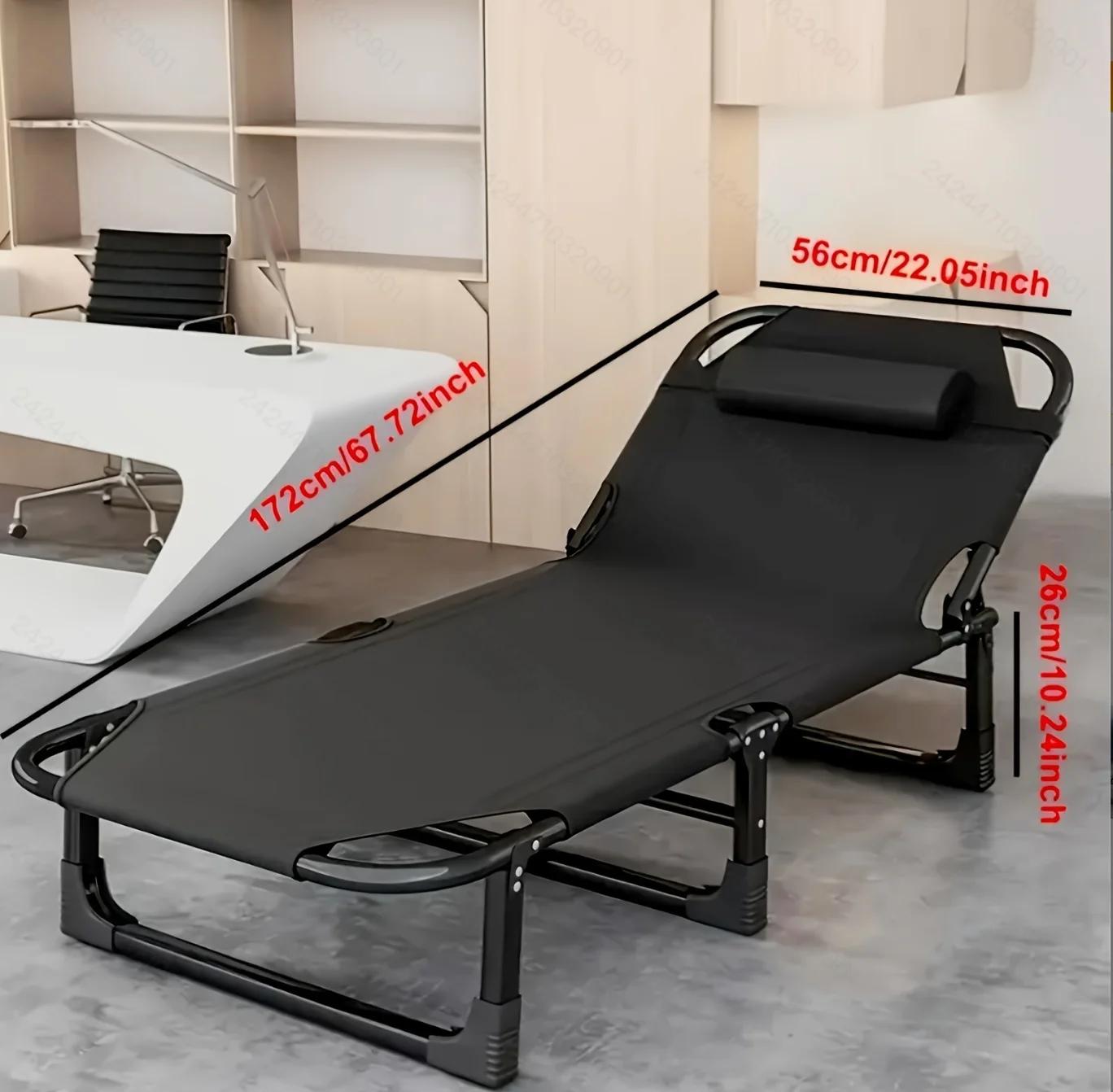 Lit pliant portable d'extérieur et chaise longue avec appui-tête
